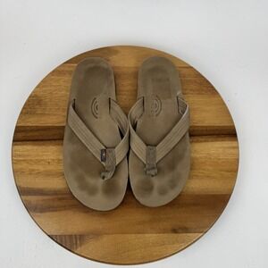 Mens Rainbow Sandals 301 Alts Brown Leather Flip Flops Size XXL 13.5-15 GUC